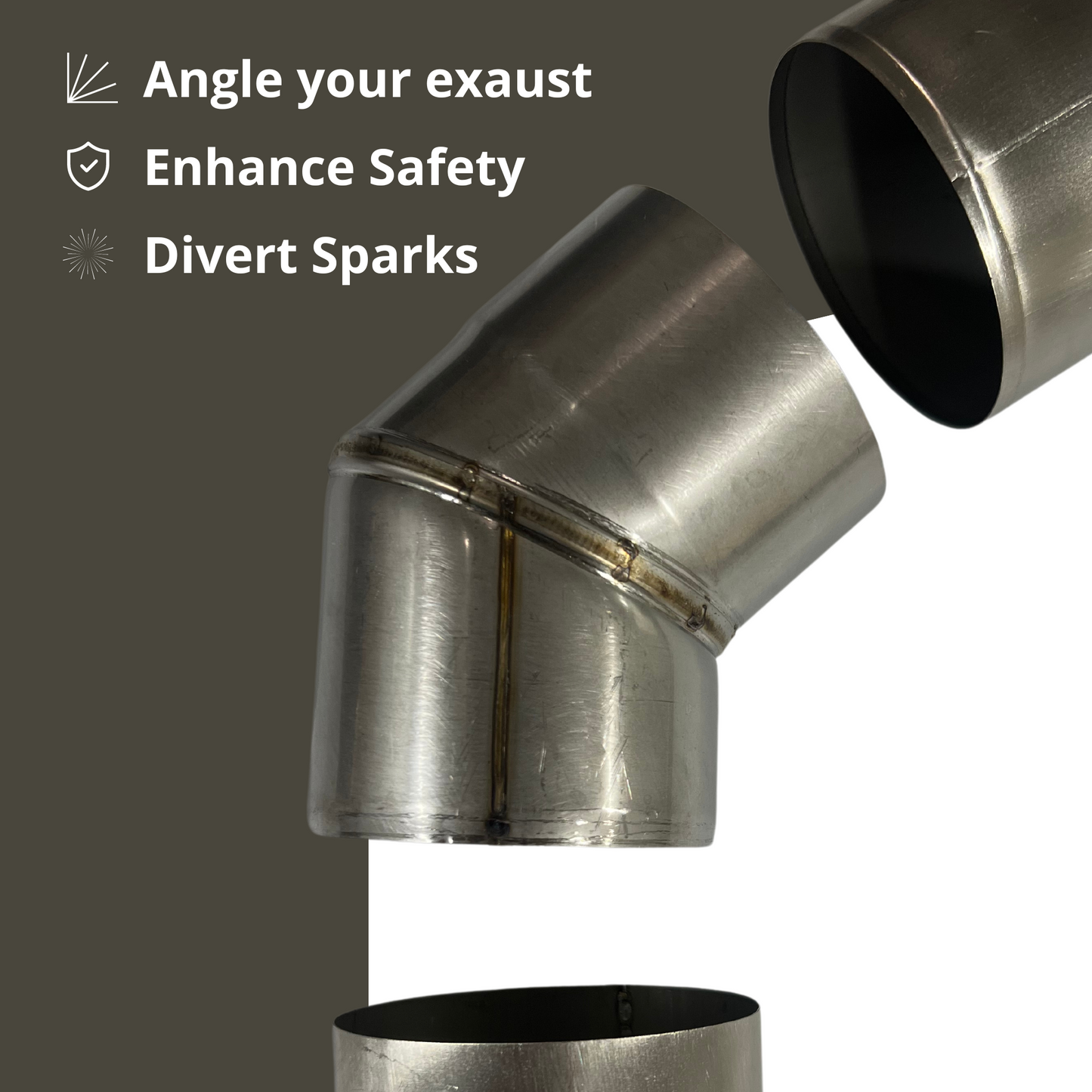 Angled Stove Chimney Pipe - 45 Degree Angle - 3.5”